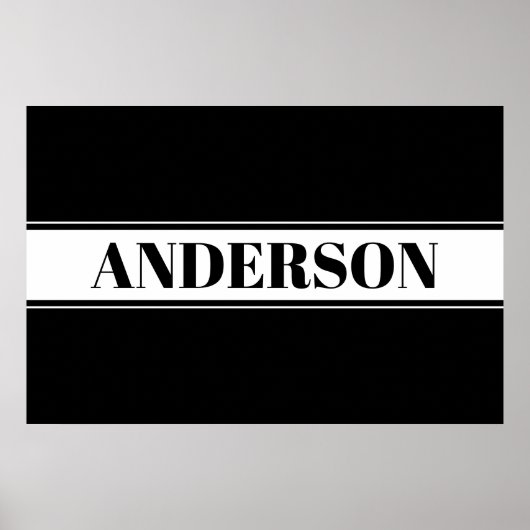 Schwarz-Weiß-Individuelle Name Stripposter Poster (Vorne)
