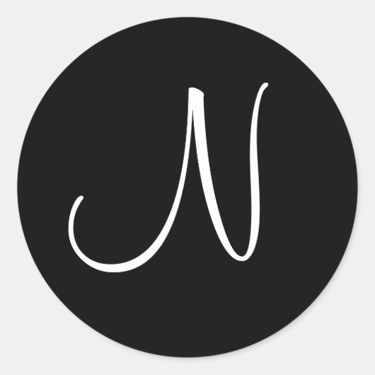 Schwarz-Weiß-Initial N - Maßgeschneidert Runder Aufkleber (Vorderseite)