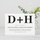 Schwarz-Weiß-Initialen fett gedruckte Typografie H Einladung (Stehend Vorderseite)