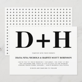 Schwarz-Weiß-Initialen fett gedruckte Typografie H Einladung