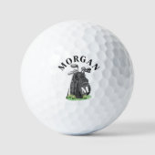 Schwarz-Weiß-Initialen-Monogramm Golfball (Vorderseite)