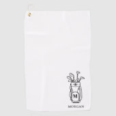 Schwarz-Weiß-Initialen-Monogramm Golfhandtuch (Vorderseite)