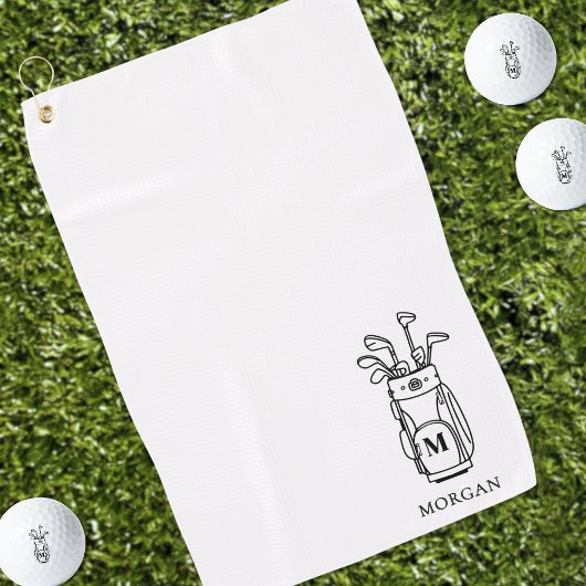 Schwarz-Weiß-Initialen-Monogramm Golfhandtuch