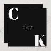 Schwarz-Weiß-Initialen Save the Date Einladung (Vorne/Hinten)