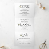 Schwarz-Weiß-Initialen und Ampersand, Hochzeit der Dreifach Gefaltete Einladung (Innenseite)