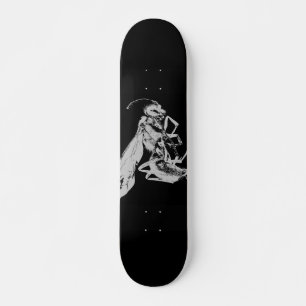 Schwarz-Weiß-Insekten im minimalistischen Stil Skateboard
