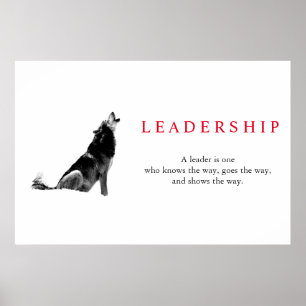 Schwarz-weiß inspirierende Führungsrolle Wolf Poster