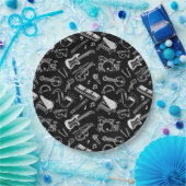 Schwarz-Weiß-Instrumente Pappteller (Party)