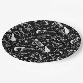 Schwarz-Weiß-Instrumente Pappteller