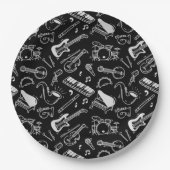 Schwarz-Weiß-Instrumente Pappteller (Vorderseite)
