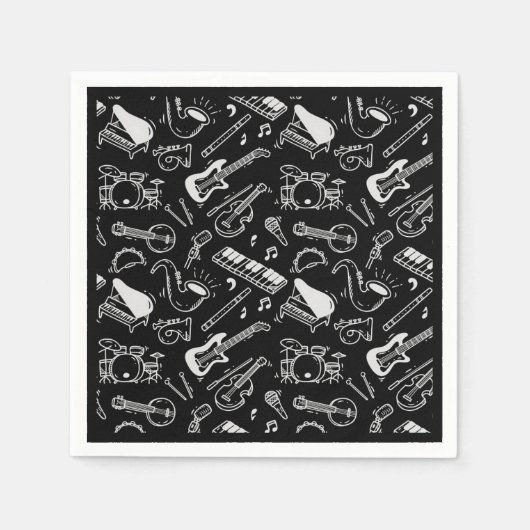 Schwarz-Weiß-Instrumente Serviette (Vorderseite)