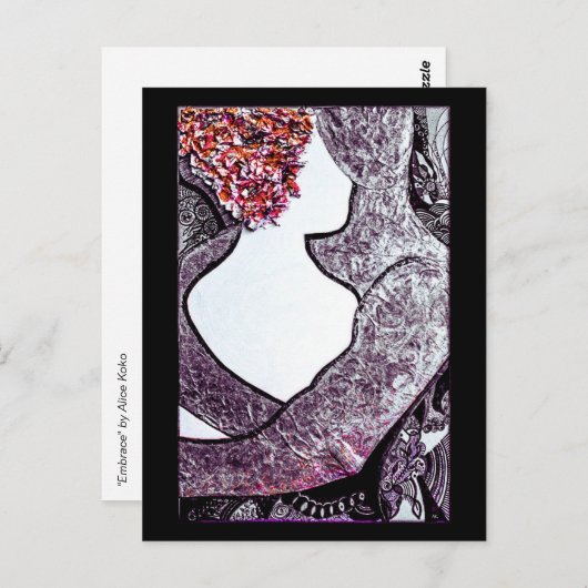 Schwarz-Weiß-Interrazial-Paar Umarmungen Kunstwerk Postkarte (Vorne/Hinten)