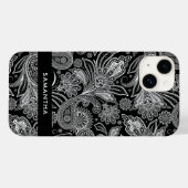 Schwarz-Weiß-Islamisches Motiv-Paisley-Muster Case-Mate iPhone Hülle (Rückseite (Horizontal))