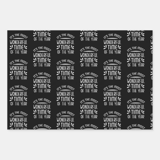 Schwarz-weiß ist es die wunderbarste Zeit des Jahr Geschenkpapier Set (Vorderseite 2)
