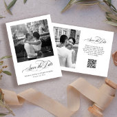Schwarz-Weiß-Italienisch Elegance Zwei Foto QR-Cod Save The Date
