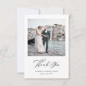 Schwarz-Weiß-Italienische Elegance Zwei Fotos Hoch Dankeskarte (Vorderseite)