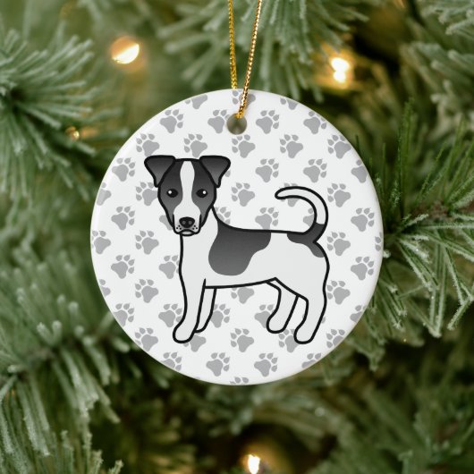 Schwarz-Weiß-Jack für glattes Coat Russell Terrier Keramik Ornament (Baum)