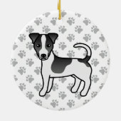 Schwarz-Weiß-Jack für glattes Coat Russell Terrier Keramik Ornament (Hinten)