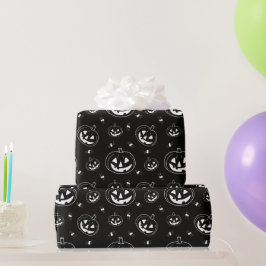 Schwarz-Weiß-Jack-O' Lanterns Schwarzes Halloween Geschenkpapier