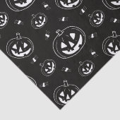 Schwarz-Weiß-Jack-O' Lanterns Schwarzes Halloween Seidenpapier (Detail)