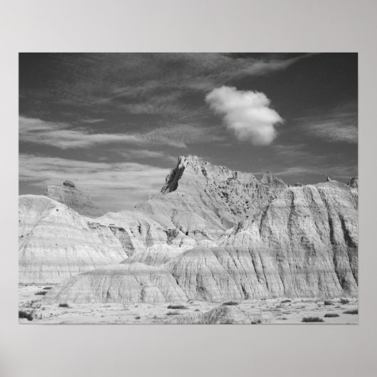 Schwarz-Weiß-Jagdspitzen in den Badlands 16x20 Poster (Vorne)