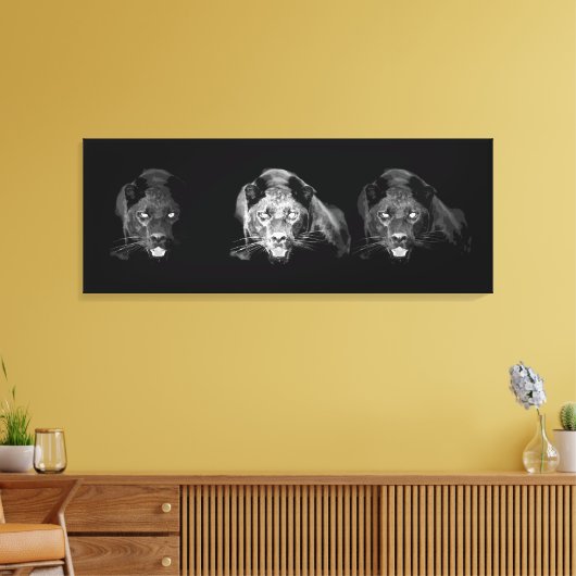 Schwarz-Weiß Jaguar Wrapped Canvas Leinwanddruck (Insitu (Wohnzimmer))