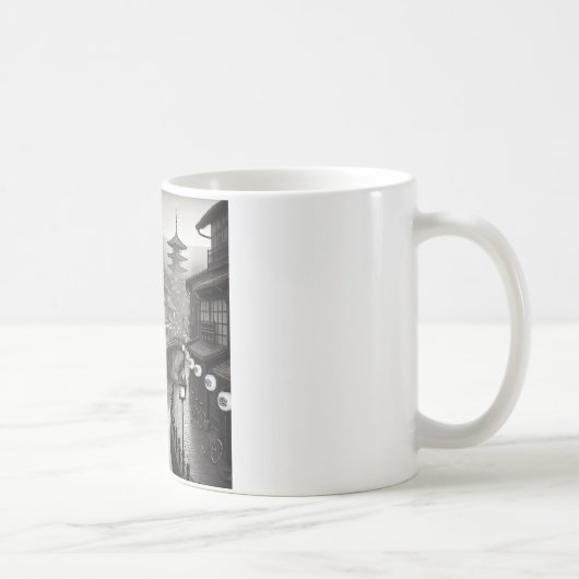 Schwarz-Weiß-Japan im Stil der 90er Jahre Kaffeetasse (Rechts)