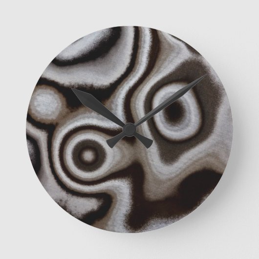 Schwarz-Weiß-Jasper-Stein Runde Wanduhr (Vorderseite)