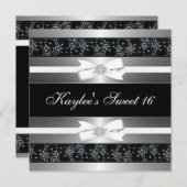 Schwarz-weiß Jewel Boys 16 . Geburtstag Geburtstag Einladung (Vorne/Hinten)