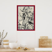 Schwarz-Weiß-Joker-Skizze Poster (Küche)