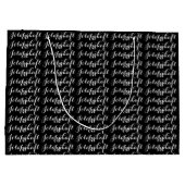 Schwarz-weiß Jólabókaflóð Buchflut Große Geschenktüte (Rückseite)