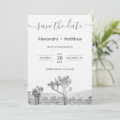 Schwarz-Weiß-Joshua-Tree-Hochzeit Speichern Sie da Save The Date (Stehend Vorderseite)