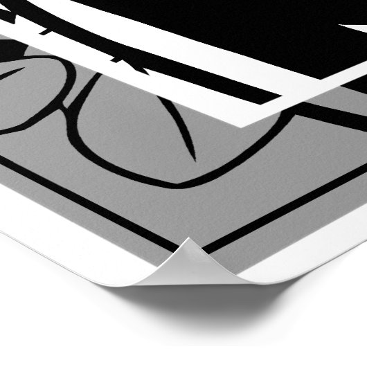 Schwarz-Weiß-Jugendstil-Silhouetten Poster (Ecke)