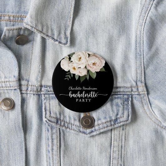 Schwarz-Weiß-Junggeselinnen-Abschied Button (Beispiel)