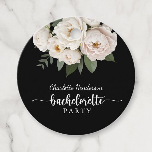 Schwarz-Weiß-Junggeselinnen-Abschied Geschenkanhänger (Vorderseite)