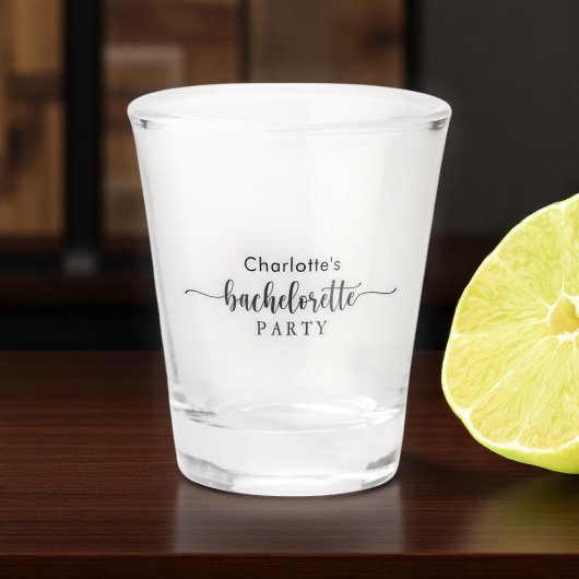 Schwarz-Weiß-Junggeselinnen-Abschied Schnapsglas