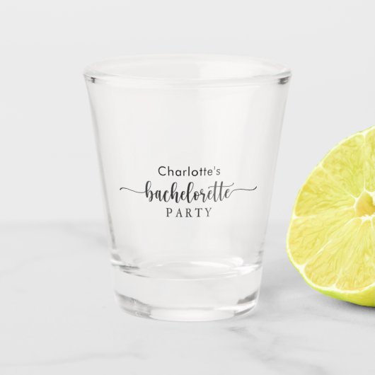 Schwarz-Weiß-Junggeselinnen-Abschied Schnapsglas (Vorderseite)