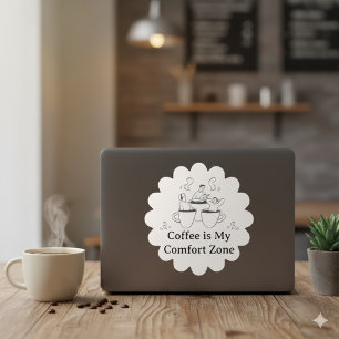 Schwarz-Weiß-Kaffee-Comfort-Zone-Aufkleber Quadratischer Aufkleber