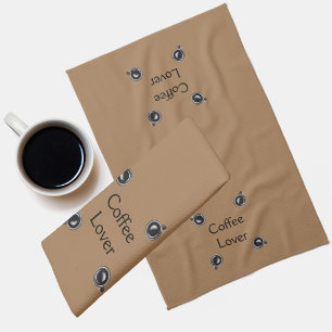 Schwarz-Weiß-Kaffeebecher-Muster Personalisiert Geschirrtuch