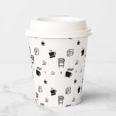 Schwarz-Weiß-Kaffeebilder Pappbecher (Rückseite)