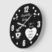 Schwarz-Weiß Kaffeetasse Liebe Herz Küche Große Wanduhr (Winkel)