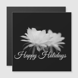 Schwarz-Weiß Kakteen Blume Happy Holidays Magnetkarte