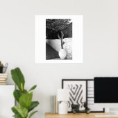 Schwarz-Weiß-Kakteen Poster Art Sommer Foto (Heimbüro)