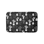 Schwarz-Weiß-Kaktus Doodle-Muster Badematte (Vorderseite)