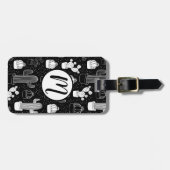 Schwarz-Weiß-Kaktus Doodle-Muster Gepäckanhänger (Vorderseite horizontal)