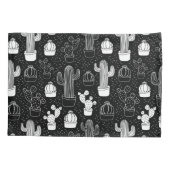 Schwarz-Weiß-Kaktus Doodle-Muster Kissenbezug (Rückseite)