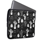 Schwarz-Weiß-Kaktus Doodle-Muster Laptopschutzhülle (Vorne Rechts)