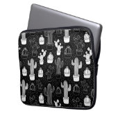 Schwarz-Weiß-Kaktus Doodle-Muster Laptopschutzhülle (Vorderseite Links)