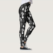 Schwarz-Weiß-Kaktus Doodle-Muster Leggings (Rechts)
