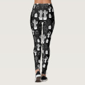 Schwarz-Weiß-Kaktus Doodle-Muster Leggings (Rückseite)